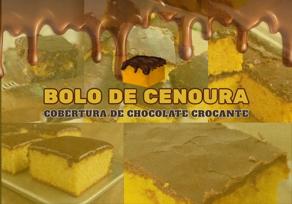 Bolo de cenoura com cobertura de chocolate crocante